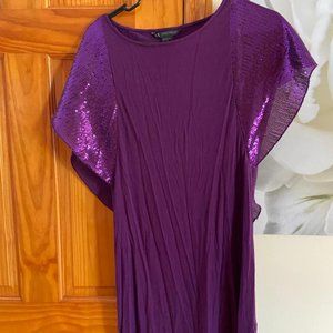 A|X Purple Tight Dress - Sequin Sleeve